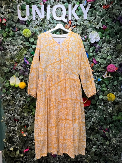 インド ブロックプリント ワンピース 秋冬コーデ｜UNIQKY
