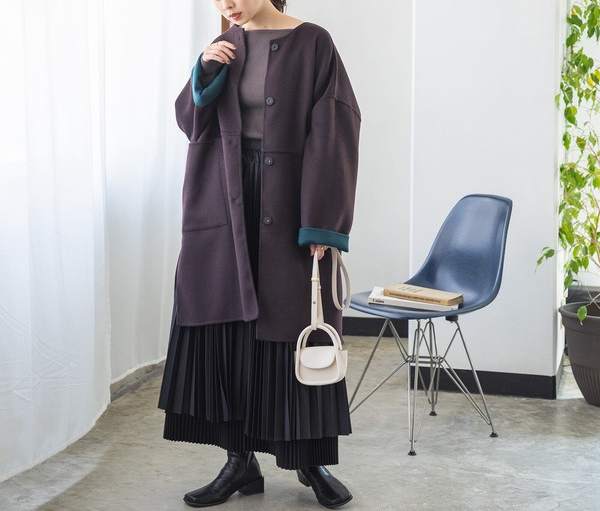 ウール混ダブルフェイス リバーシブルコート