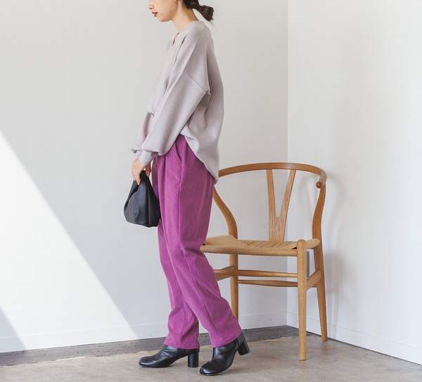 【裏起毛】ストレッチコール テーパードパンツ 2023新作 A/W