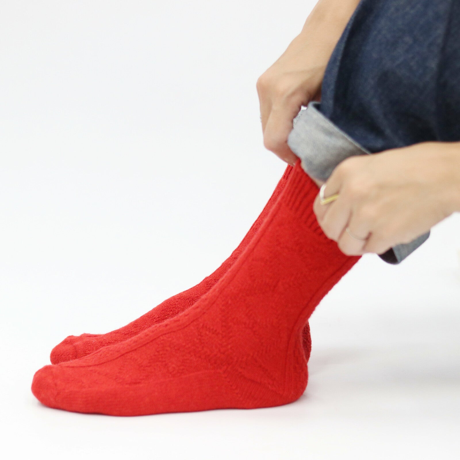 ポルトガル製ウールソックスダイヤ編み