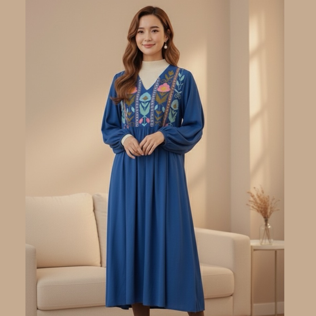 インド綿 刺繍ワンピース