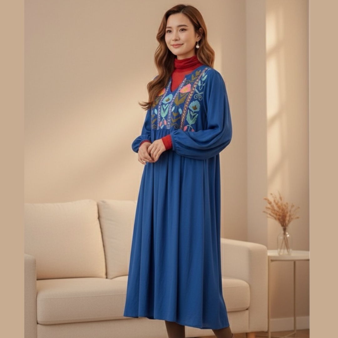 インド綿 刺繍ワンピース