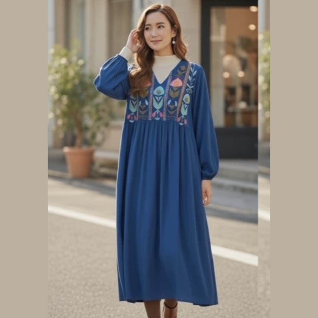 インド綿 刺繍ワンピース