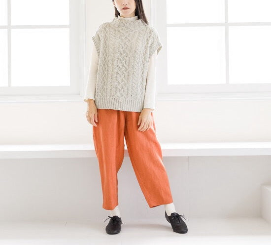 【秋冬新作 Crea delice】 ラムウールケーブル編みベスト