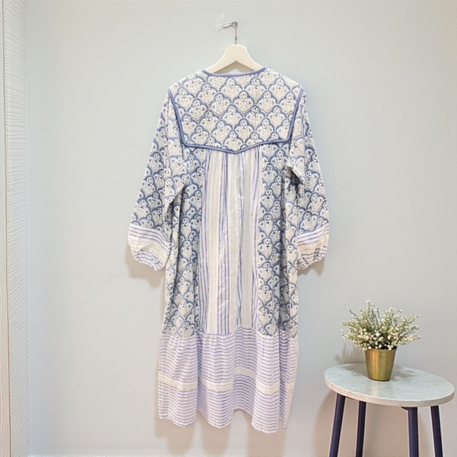 Preorder 2026 S/S ブロックプリント胸キルトワンピース （予約販売 4月末頃発送予定）※クーポン割引はご利用いただけません