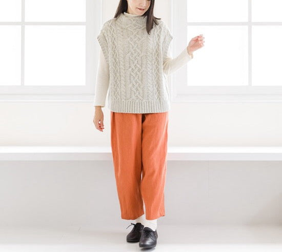 【秋冬新作 Crea delice】 ラムウールケーブル編みベスト