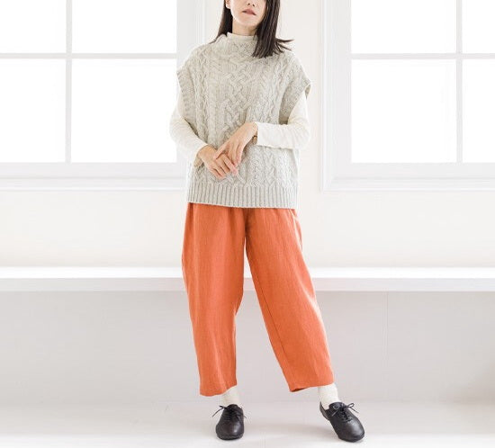 【秋冬新作 Crea delice】 ラムウールケーブル編みベスト