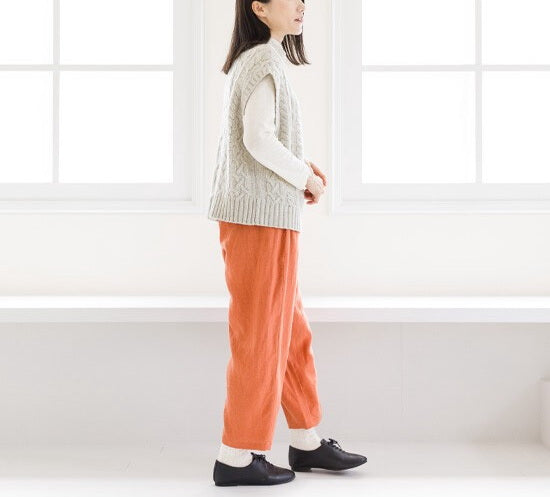 【秋冬新作 Crea delice】 ラムウールケーブル編みベスト