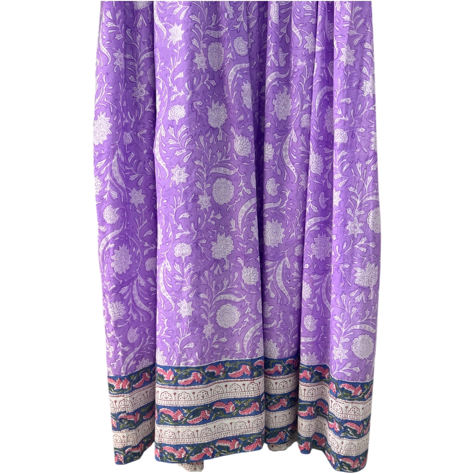 インド綿 ブロックプリント 胸キルトワンピース