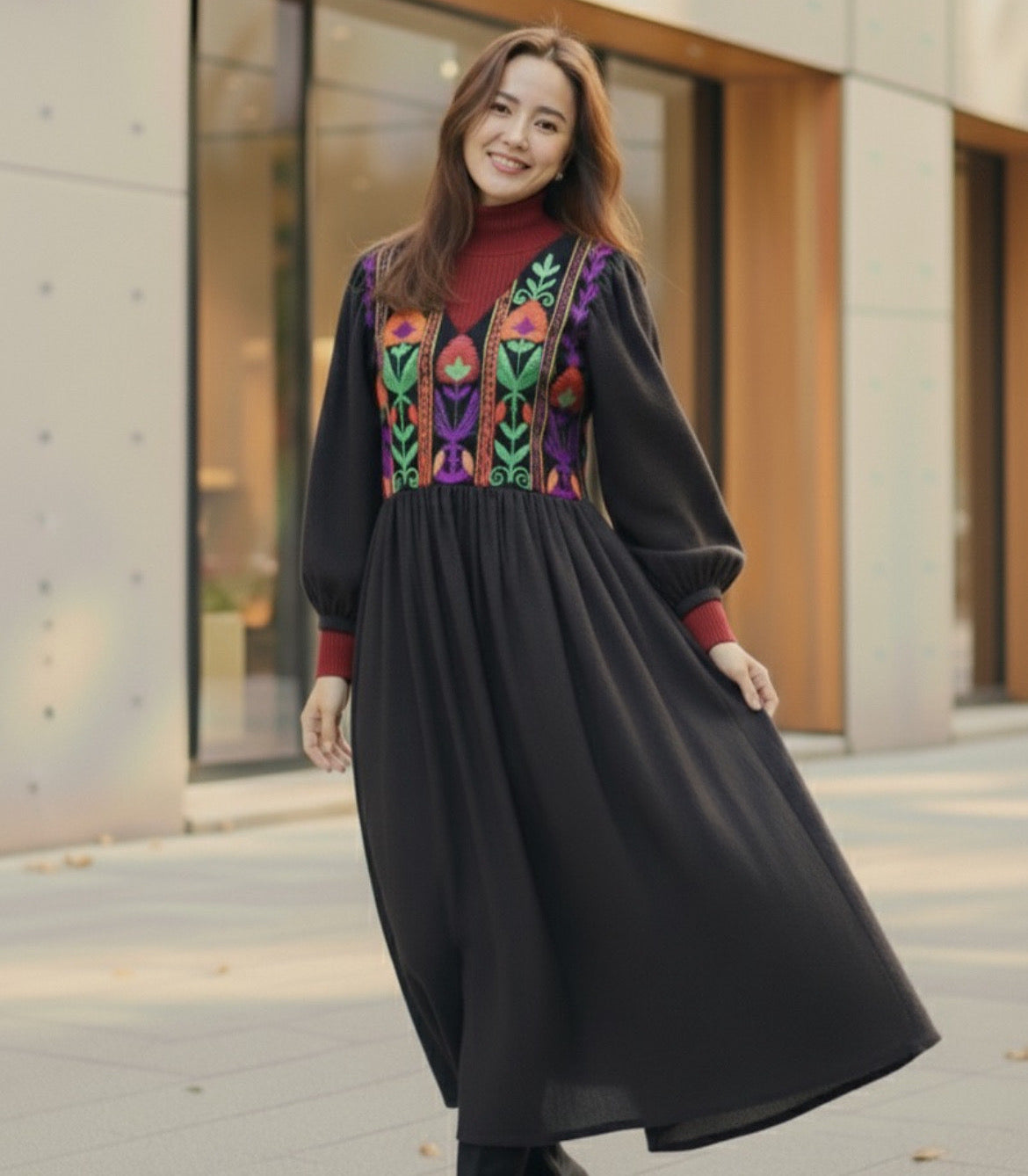 インド綿 刺繍ワンピース