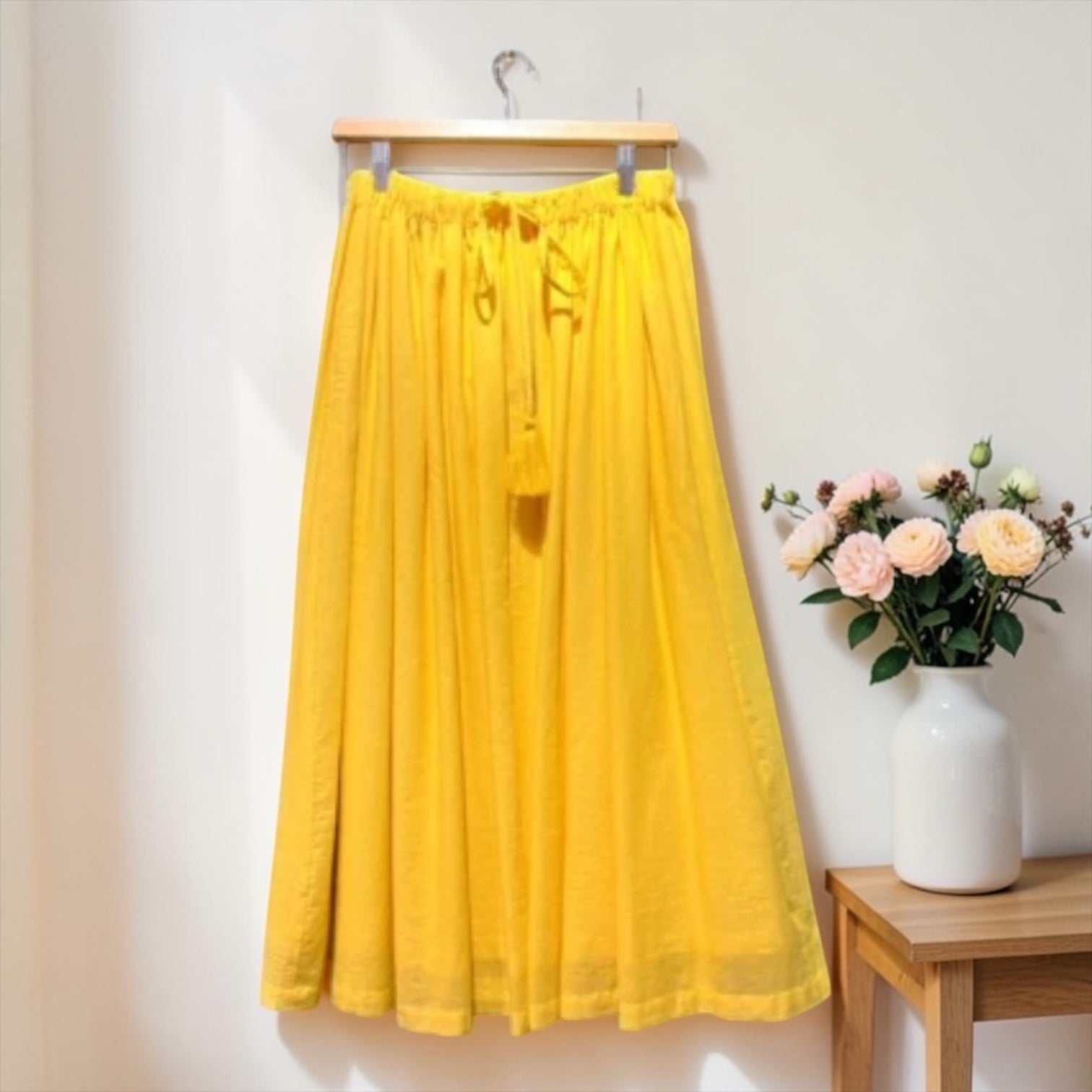 Preorder 2026 S/S. インド綿コットンボイル　タッセルフレアスカート（予約販売 5月中旬発送予定）