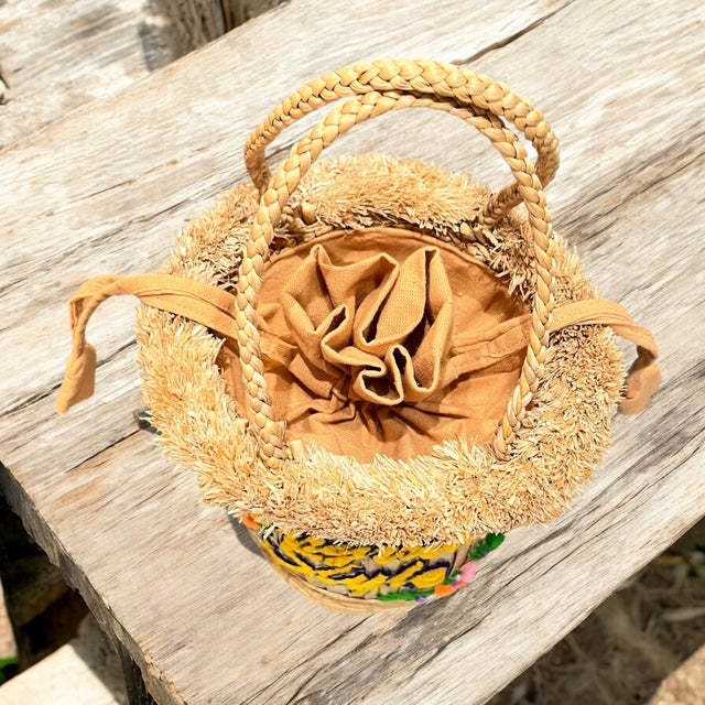 バナナリーフ製 オリジナル刺繍ナチュラルバッグ