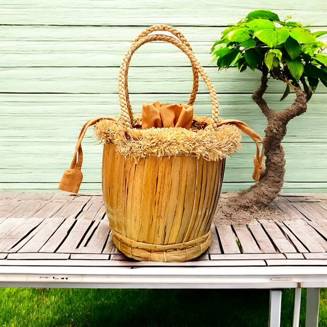 バナナリーフ製 オリジナル刺繍ナチュラルバッグ