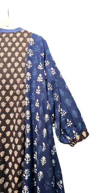 インドコットン切替ブロックプリントワンピース 2025新作 A/W