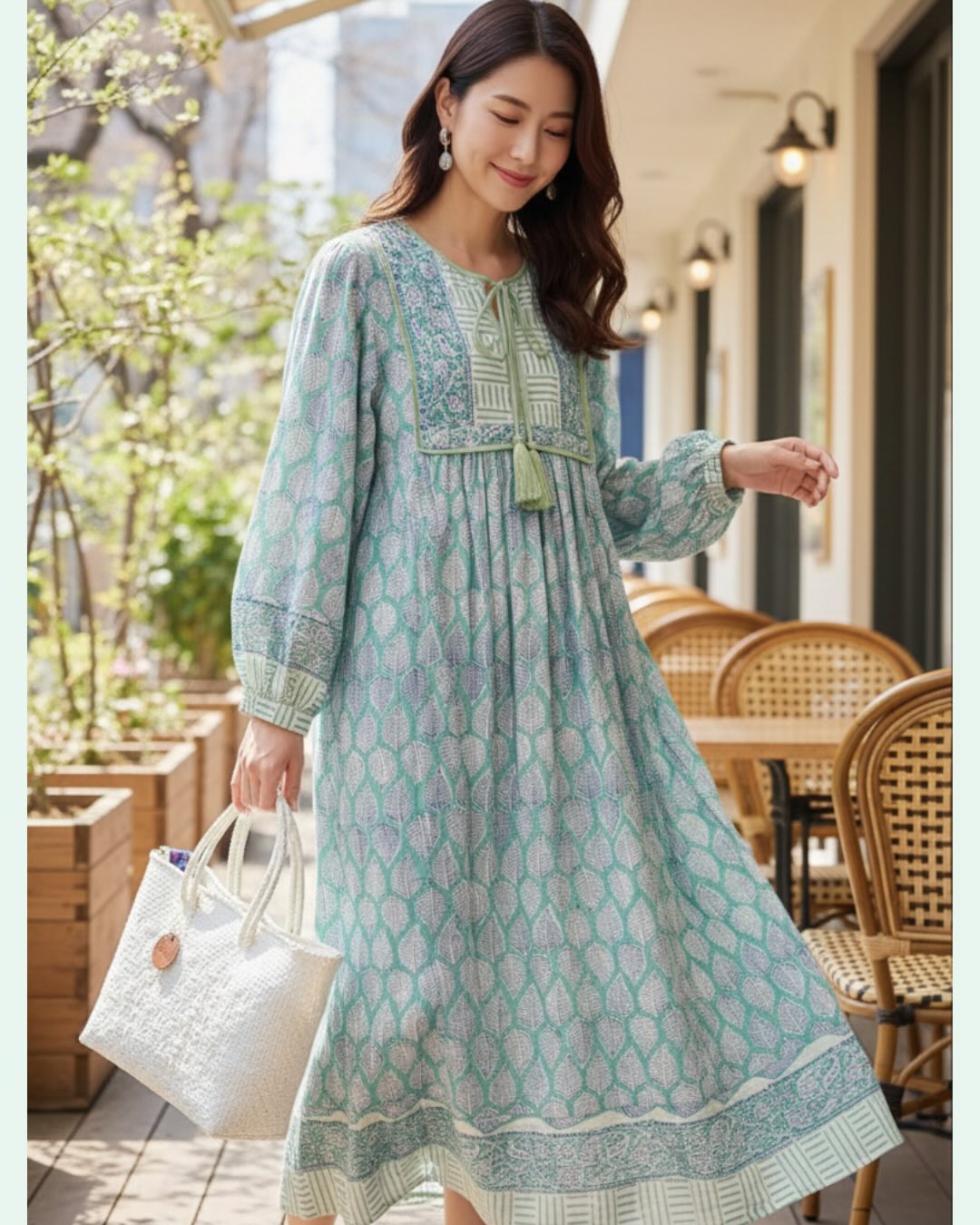 Preorder 2026 S/S インド綿ブロックプリントワンピース（予約販売 3月末頃発送予定）