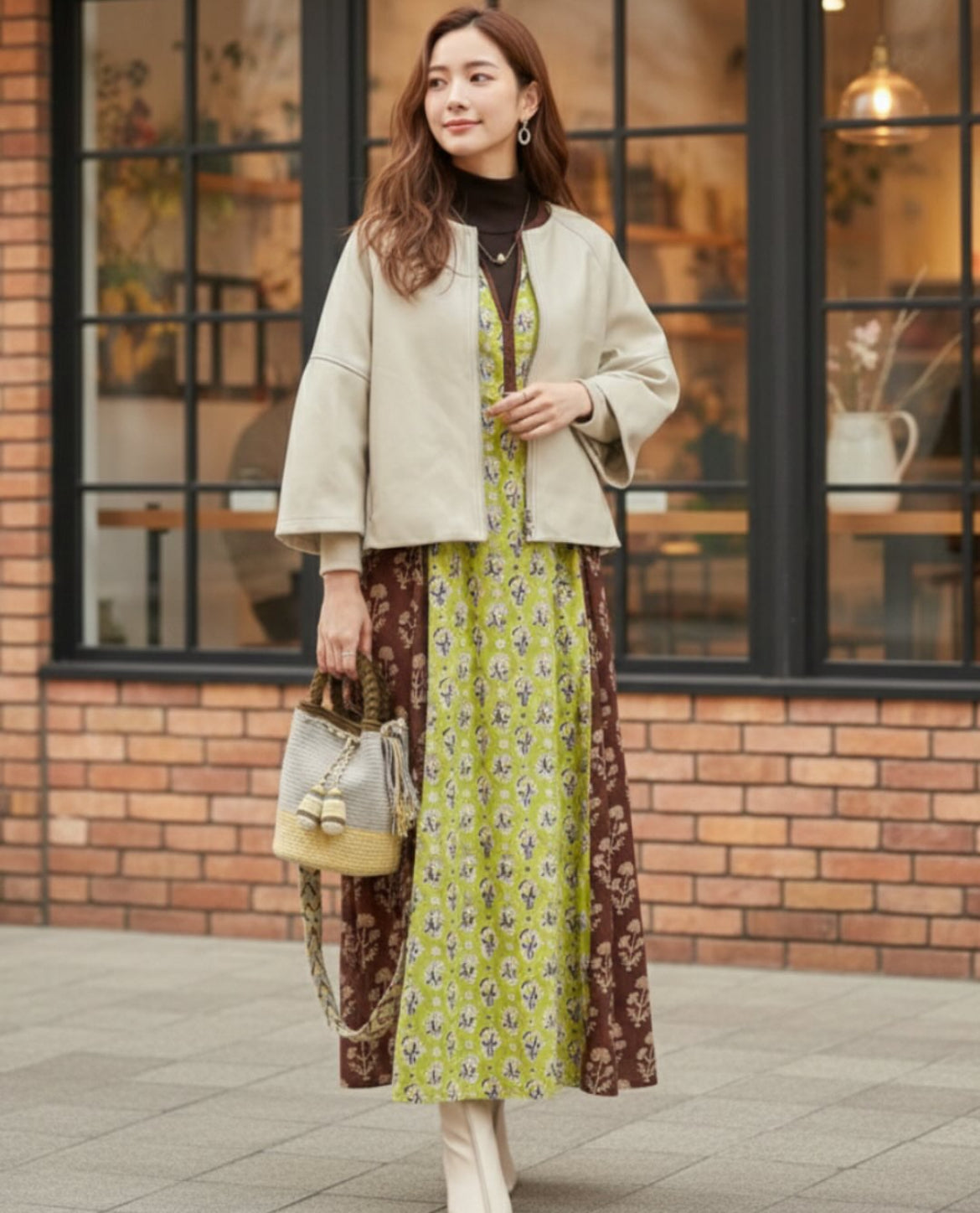 インドコットン切替ブロックプリントワンピース 2025新作 A/W