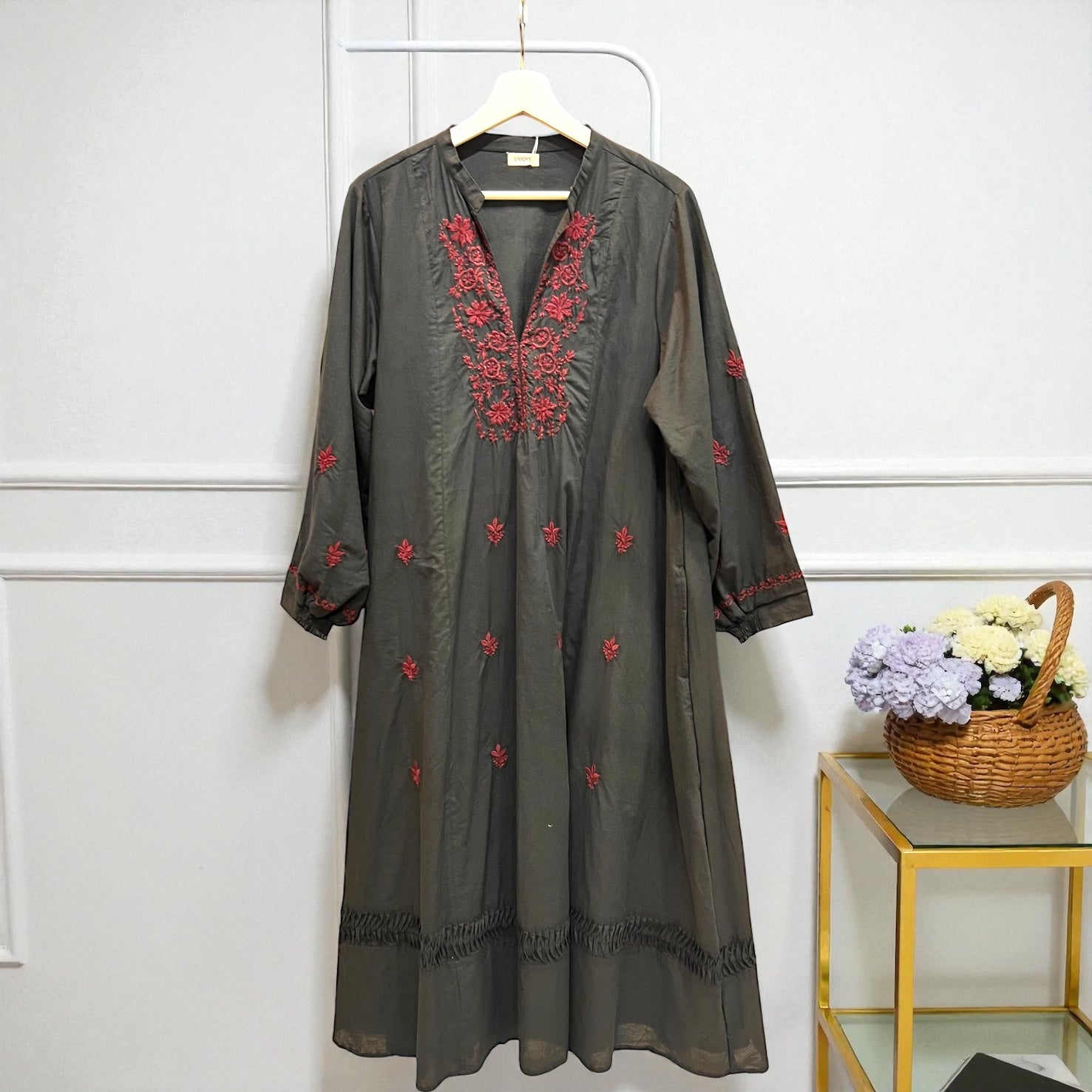 刺繍ワンピース  インド綿