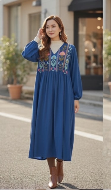 インド綿 刺繍ワンピース