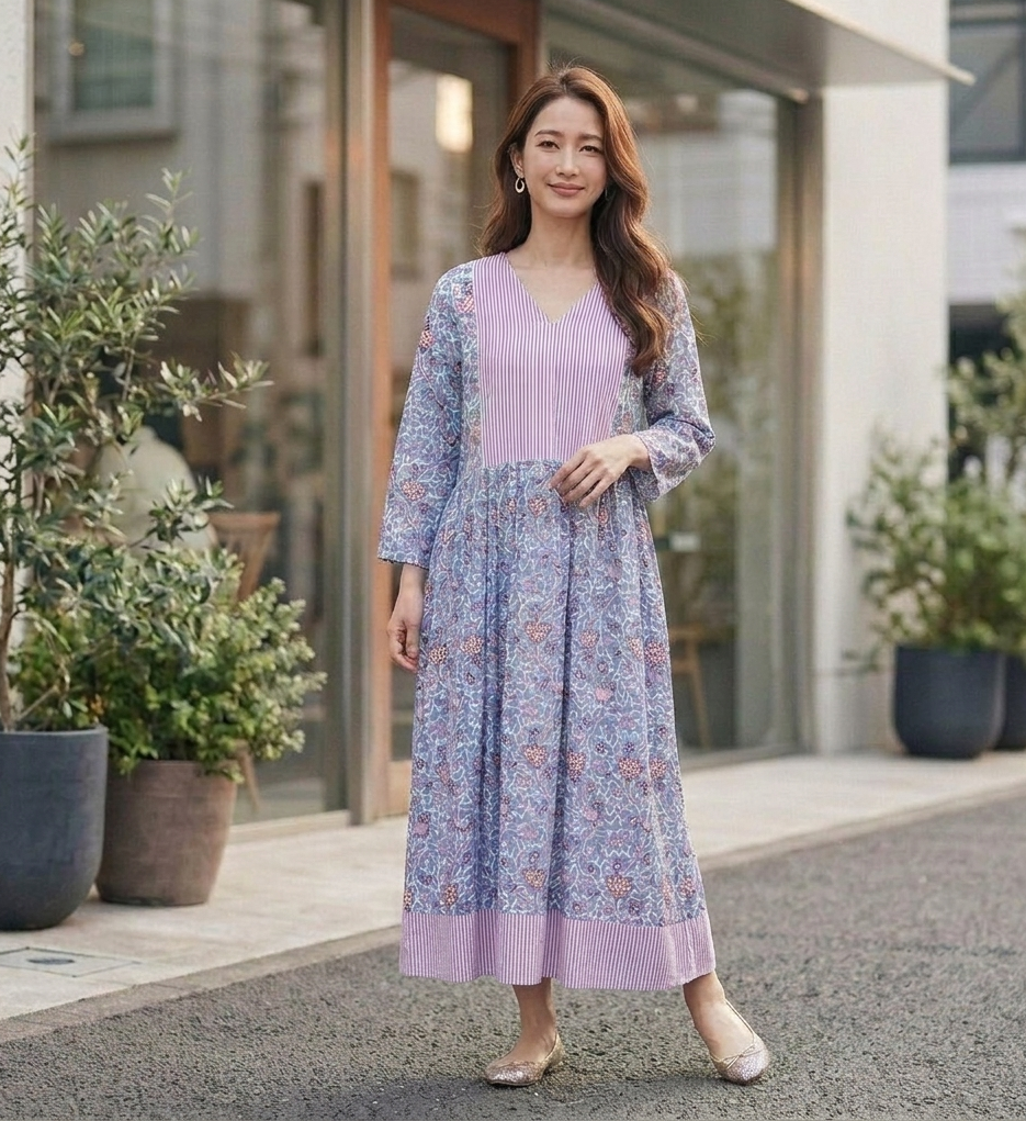 インド綿ブロックプリントワンピース（柄/色）｜春夏 レディース｜UNIQKY