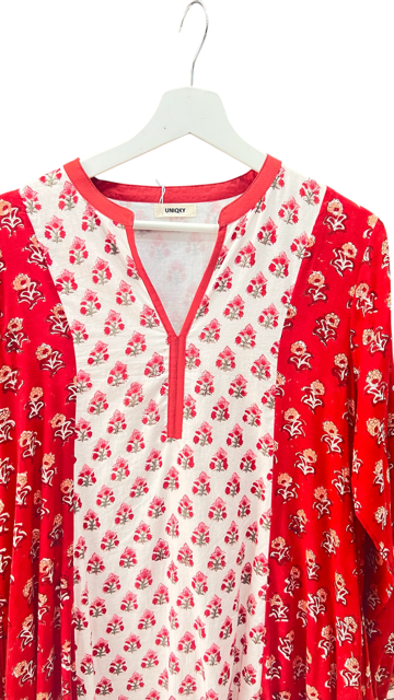 インドコットン切替ブロックプリントワンピース 2025新作 A/W