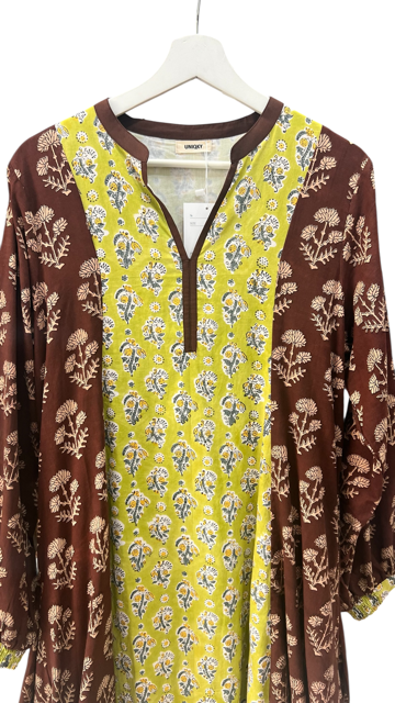 インドコットン切替ブロックプリントワンピース 2025新作 A/W