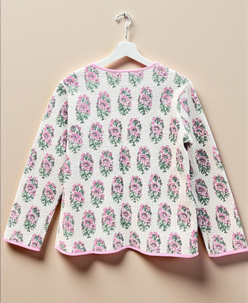 ハンドブロックプリントのリバーシブルキルティングジャケット