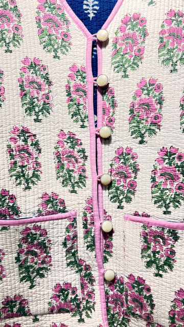 綿ブロックプリントキルト リバーシブルジャケット