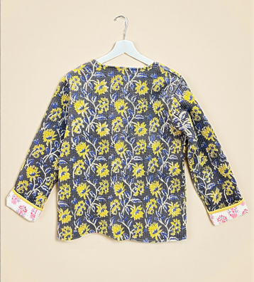 綿ブロックプリントキルト リバーシブルジャケット