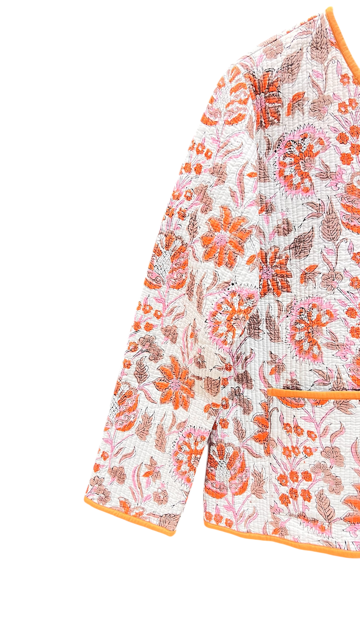 綿ブロックプリントキルト リバーシブルジャケット