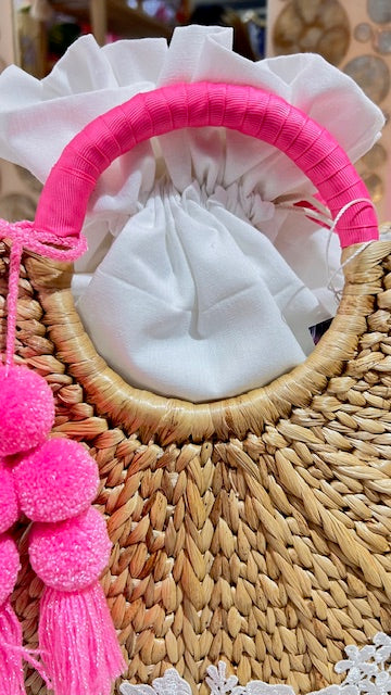 フラワーレースデザイン カゴバッグ｜ハンドメイド夏カゴバッグ