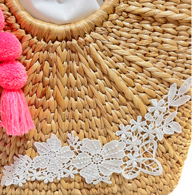 フラワーレースデザイン カゴバッグ｜ハンドメイド夏カゴバッグ