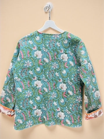 綿ブロックプリントキルト リバーシブルジャケット