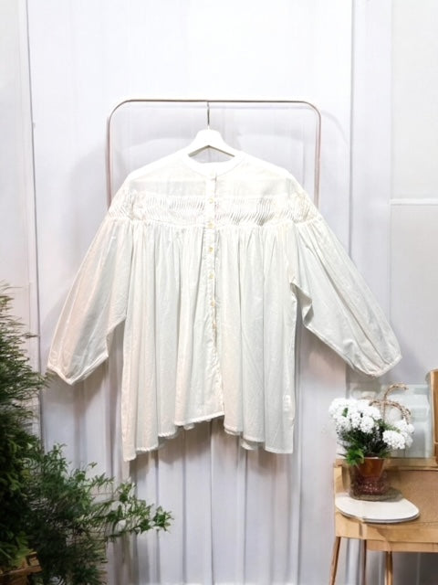 コットンボイル ピンタックブラウス 2025新作 S/S インド製