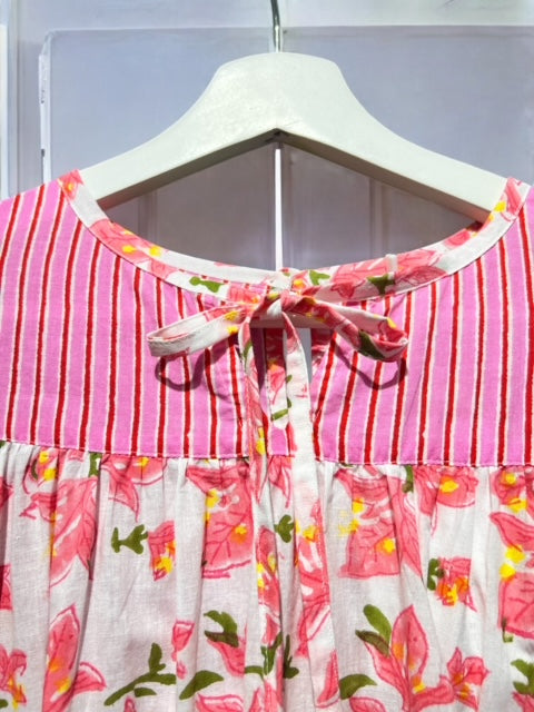 コットンボイル フローラルミックス・タッセルブラウス 2025新作 S/S インド製