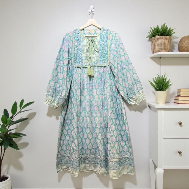 Preorder 2026 S/S インド綿ブロックプリントワンピース（予約販売 3月末頃発送予定）