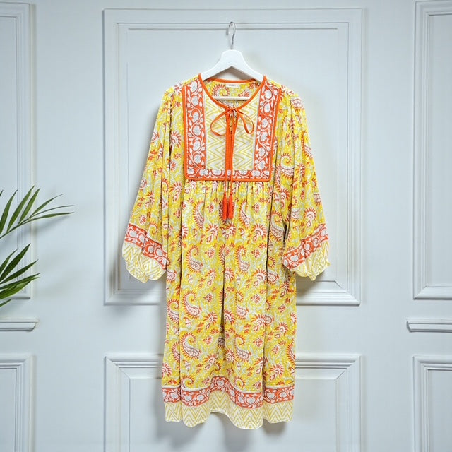 Preorder 2026 S/S インド綿ブロックプリントワンピース（予約販売 3月末頃発送予定）