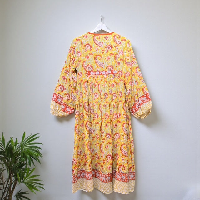 Preorder 2026 S/S インド綿ブロックプリントワンピース（予約販売 3月末頃発送予定）