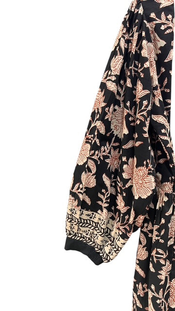 インド綿 ブロックプリント 胸キルトワンピース