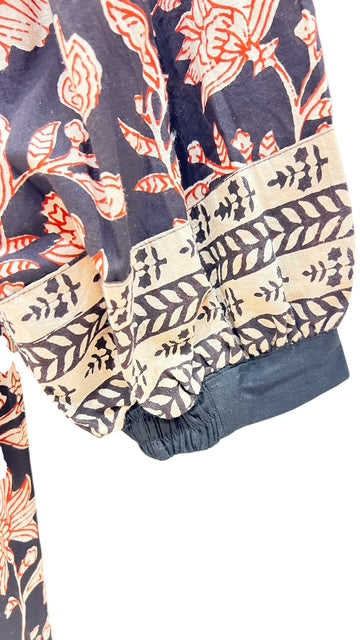 インド綿 ブロックプリント 胸キルトワンピース