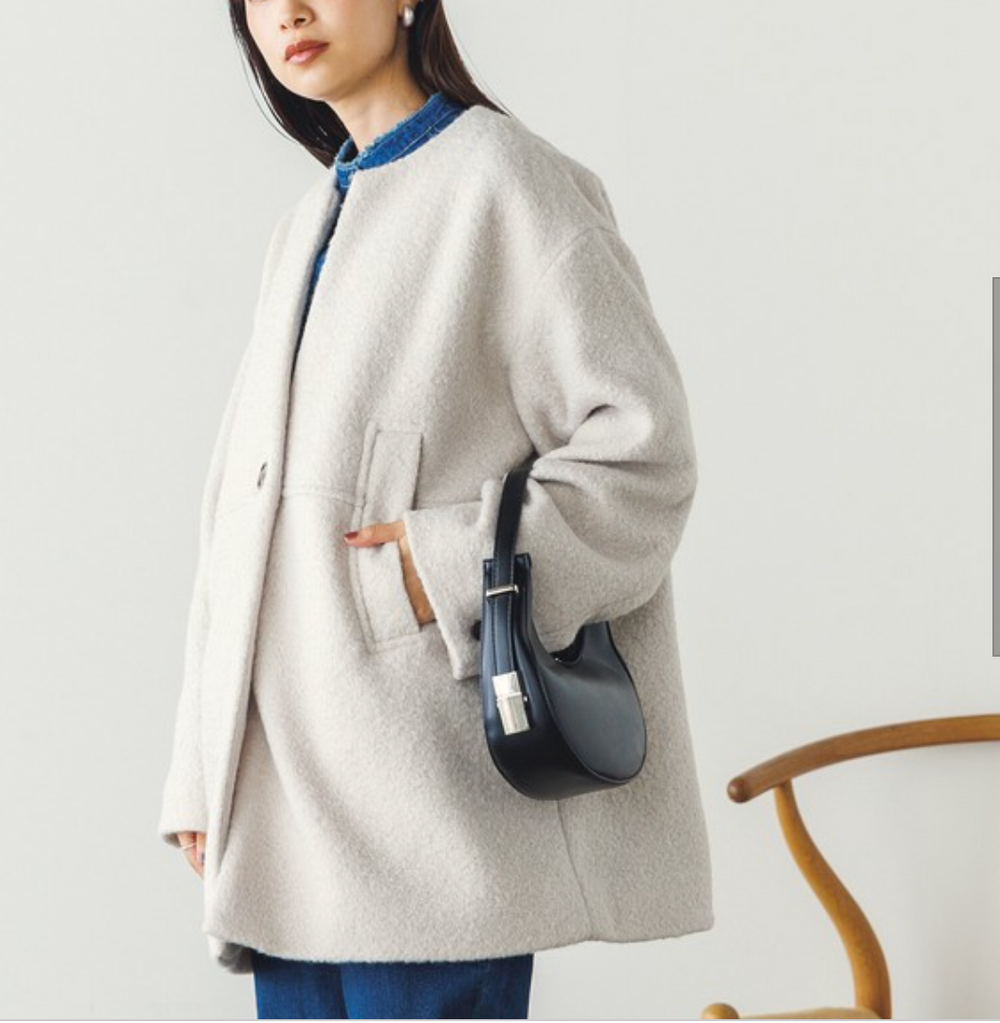 カーリーシャギー スラッシュネックコート