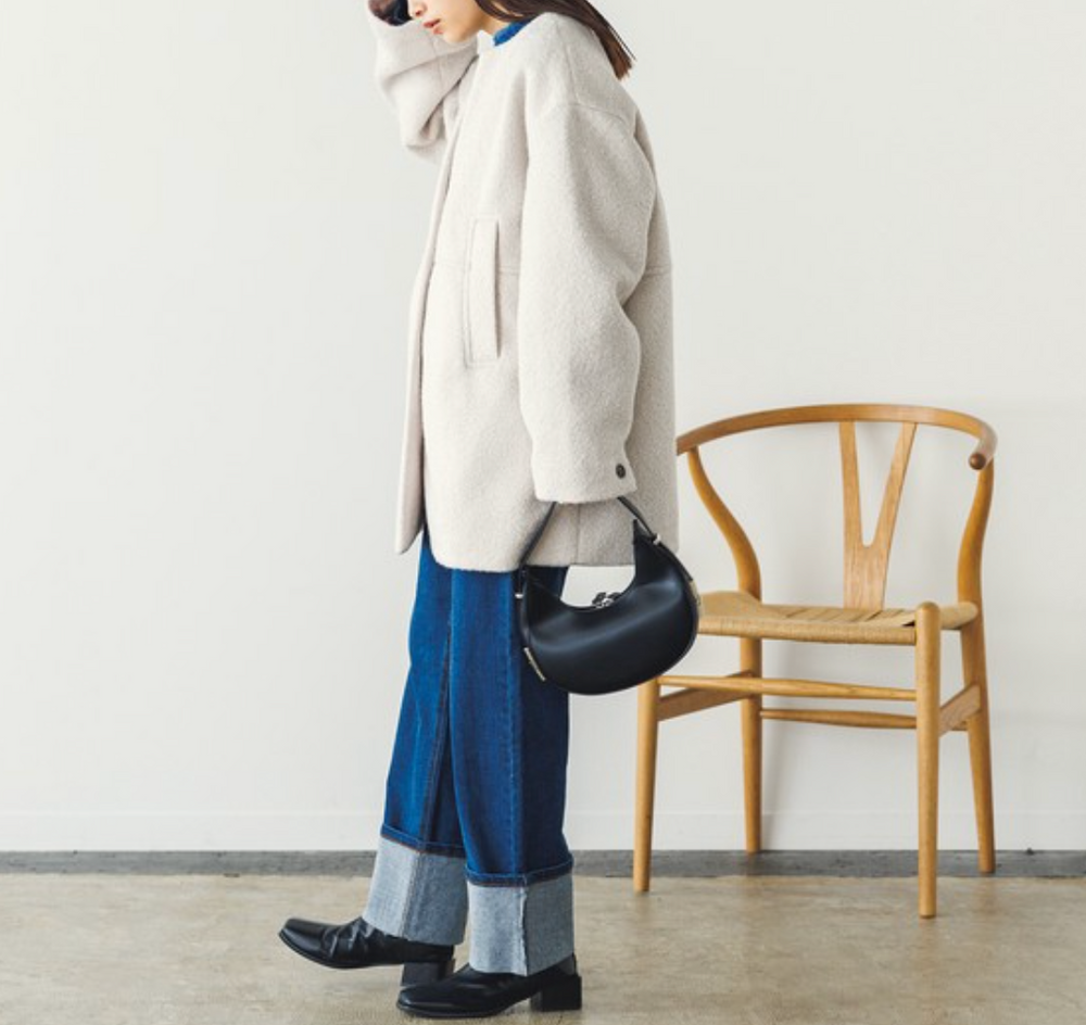 カーリーシャギー スラッシュネックコート