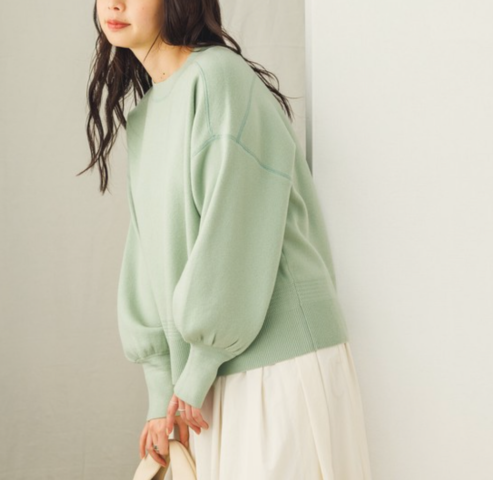 A/W  スウェットライクニット ボリュームスリーブプルオーバー
