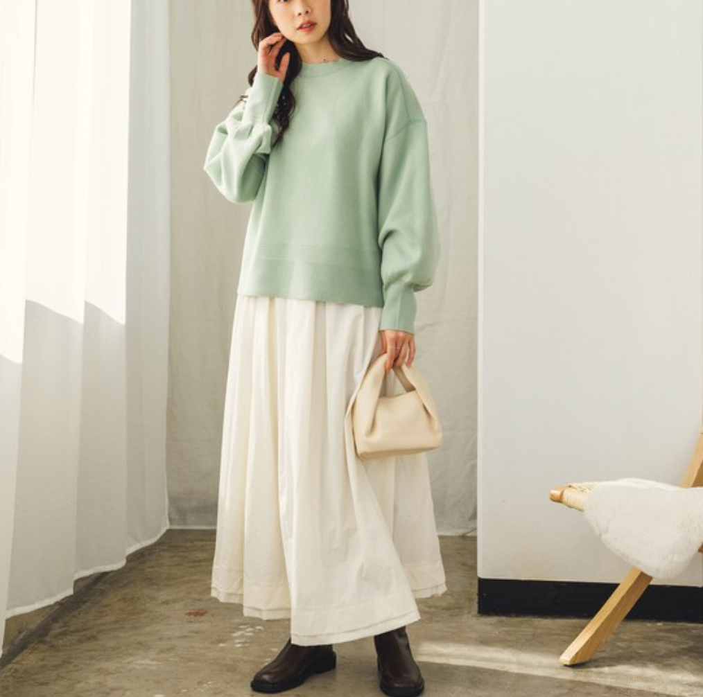 A/W  スウェットライクニット ボリュームスリーブプルオーバー