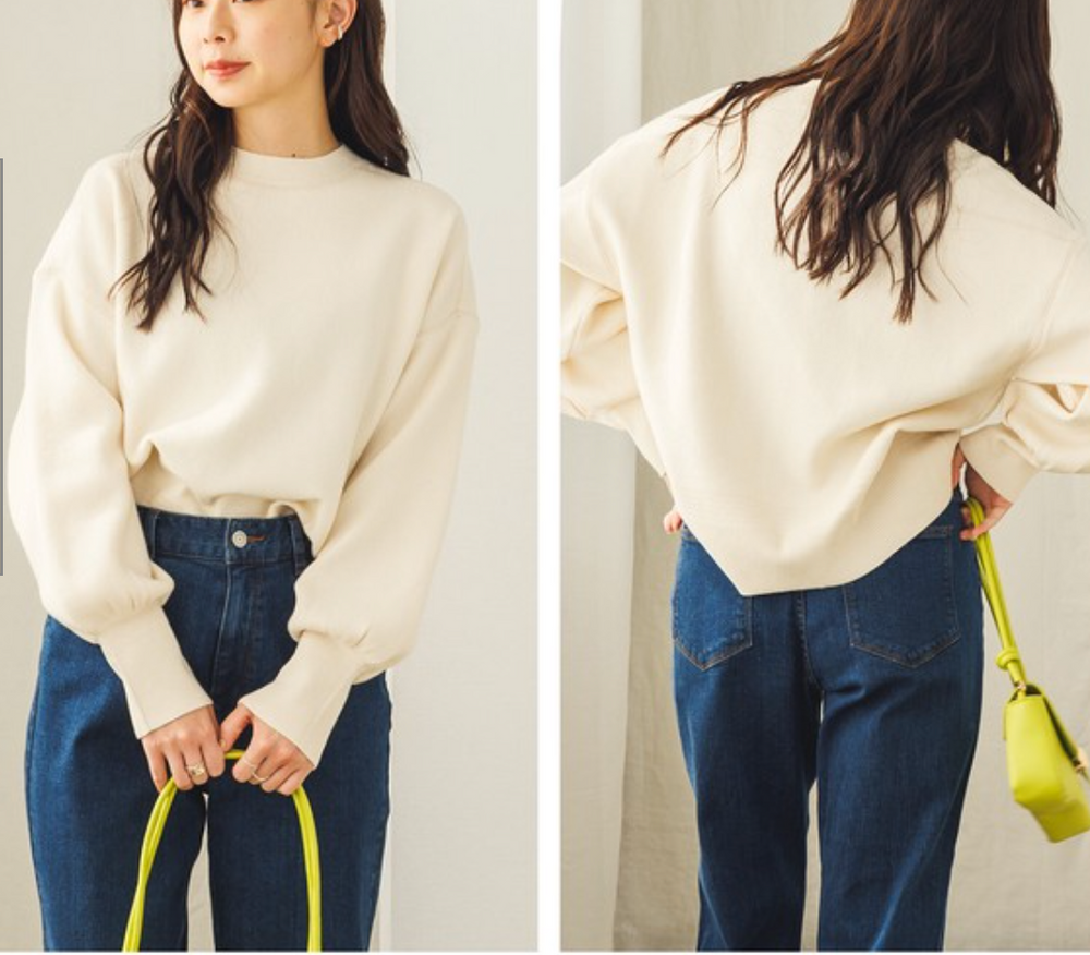 A/W  スウェットライクニット ボリュームスリーブプルオーバー