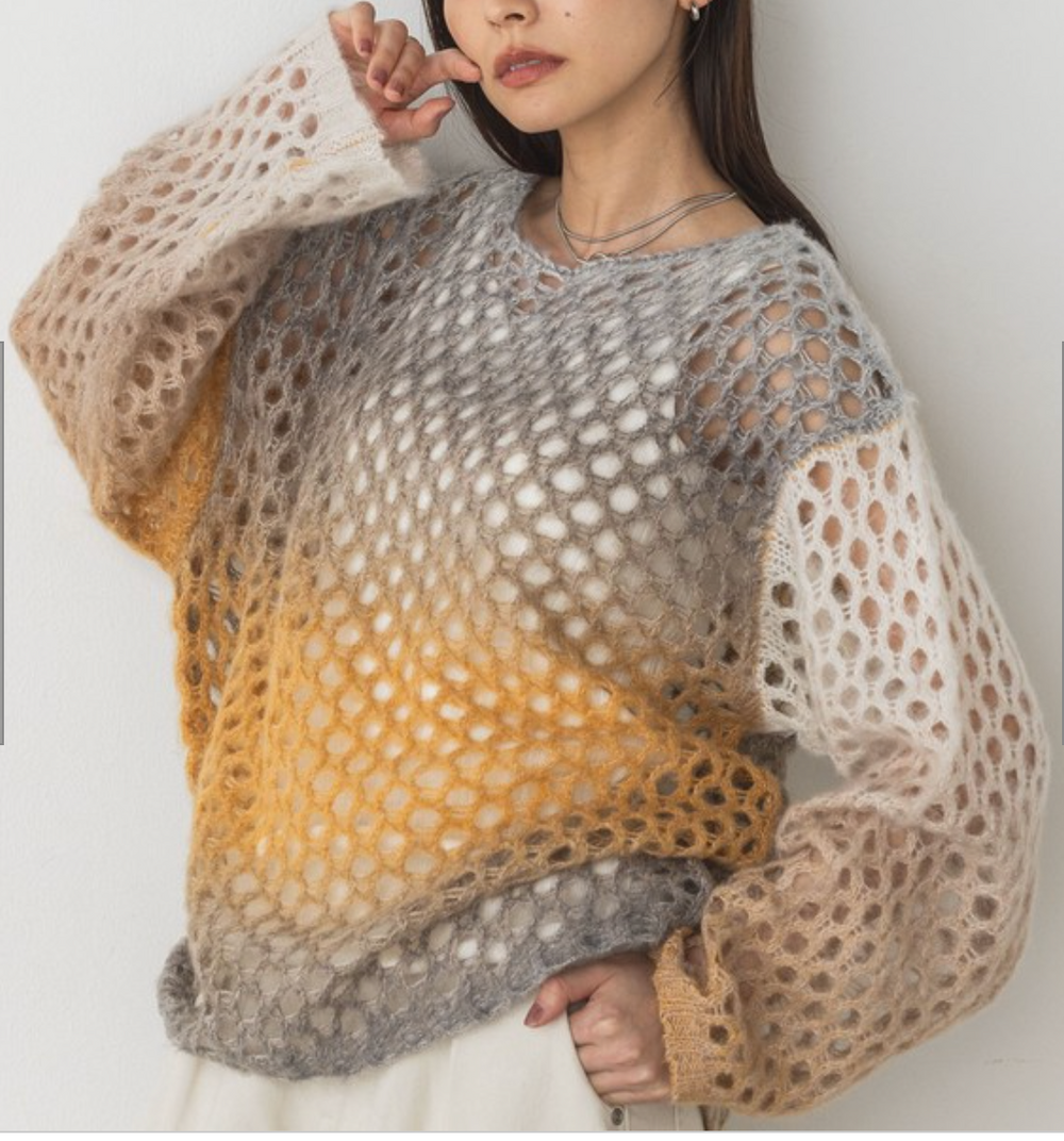 グラデモヘアライク メッシュニット 2024新作 A/W