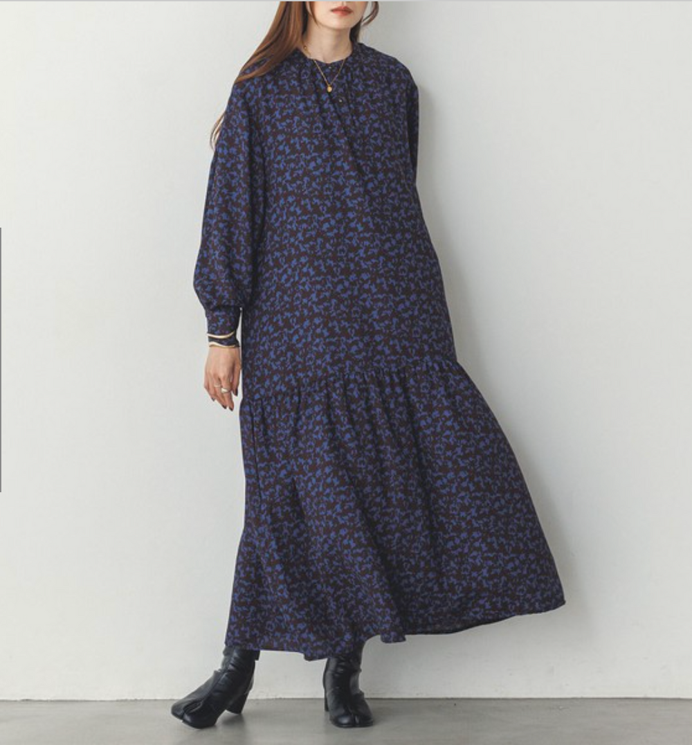 厚手ジョーゼット 柄ワンピース 2024新作 A/W