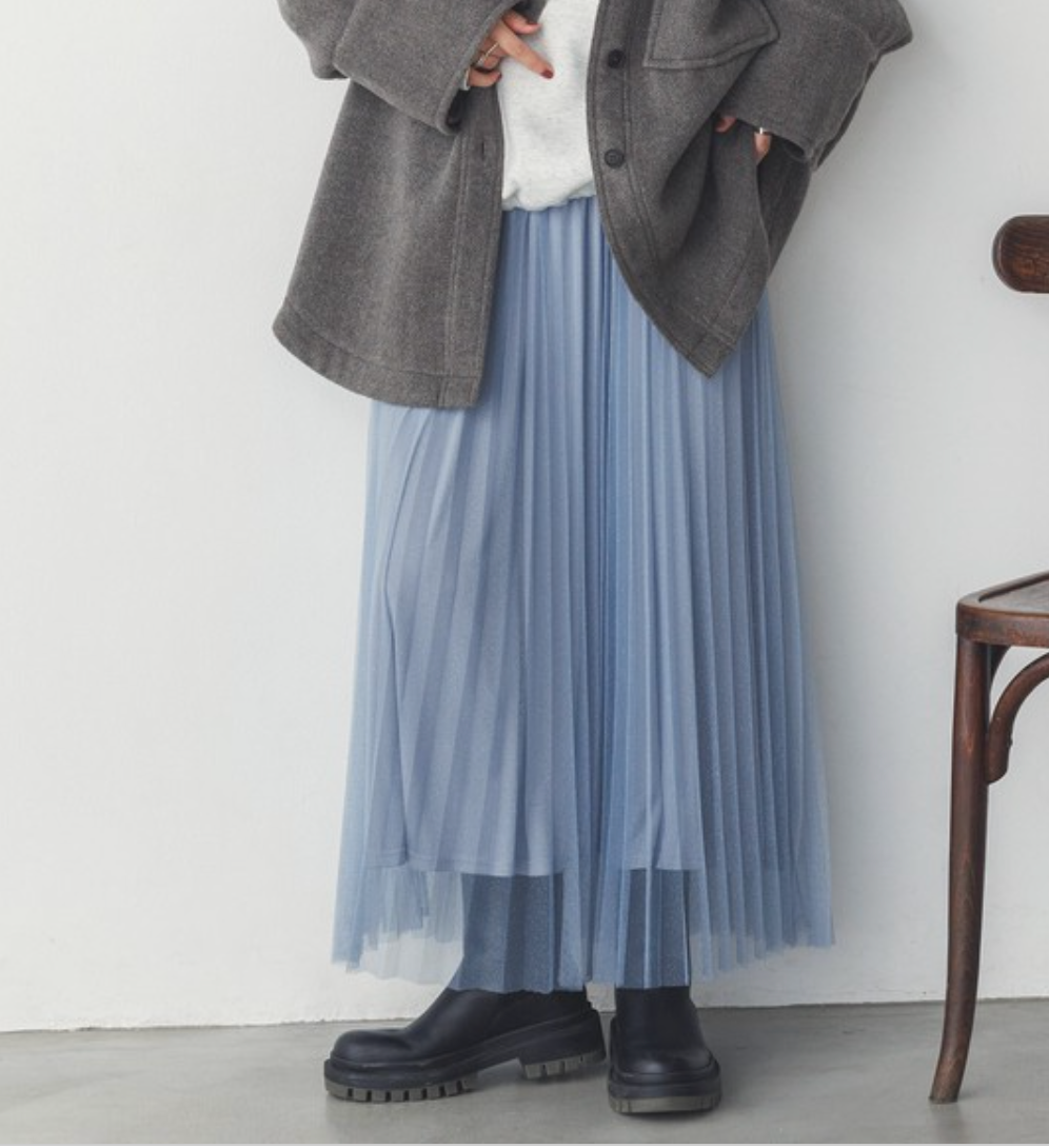ラメチュール チュールプリーツスカート