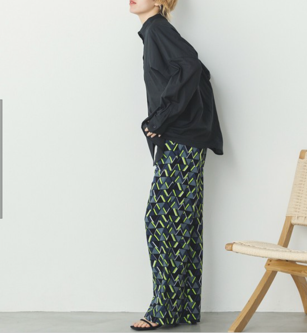 レーヨン フレックス スラブ プリントストレートパンツ 2025新作 S/S インド製