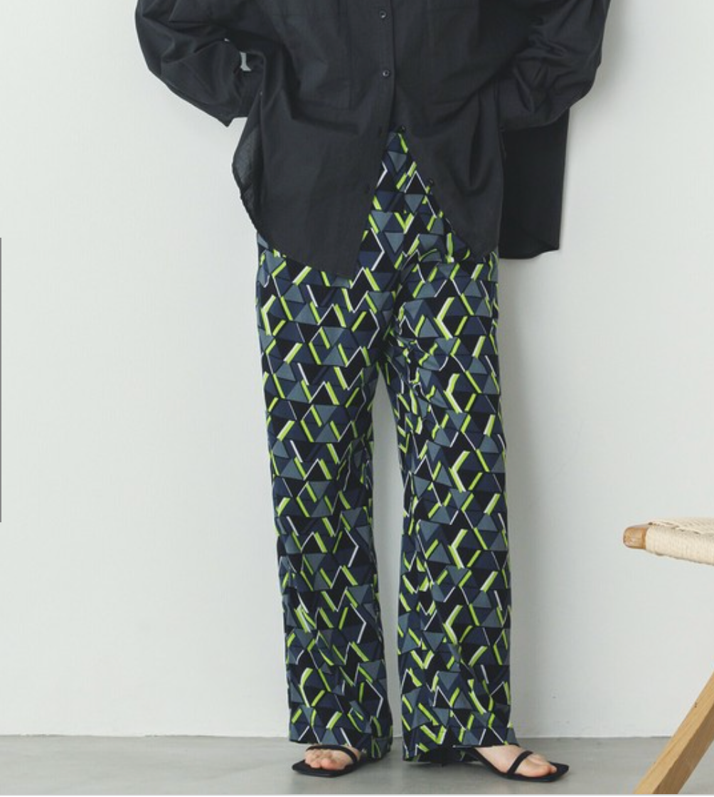レーヨン フレックス スラブ プリントストレートパンツ 2025新作 S/S インド製
