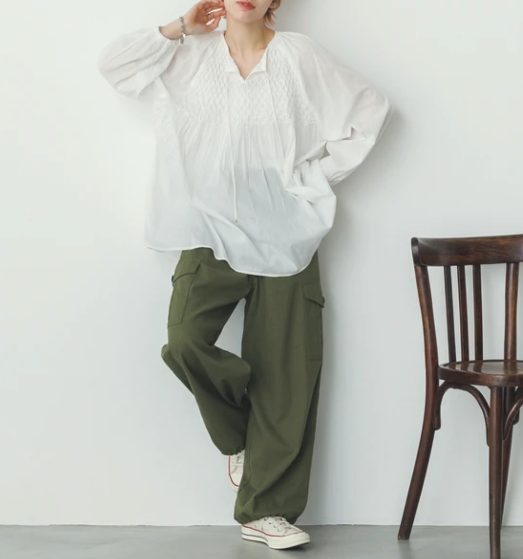 キャンブリックボイル スモッキングトップス